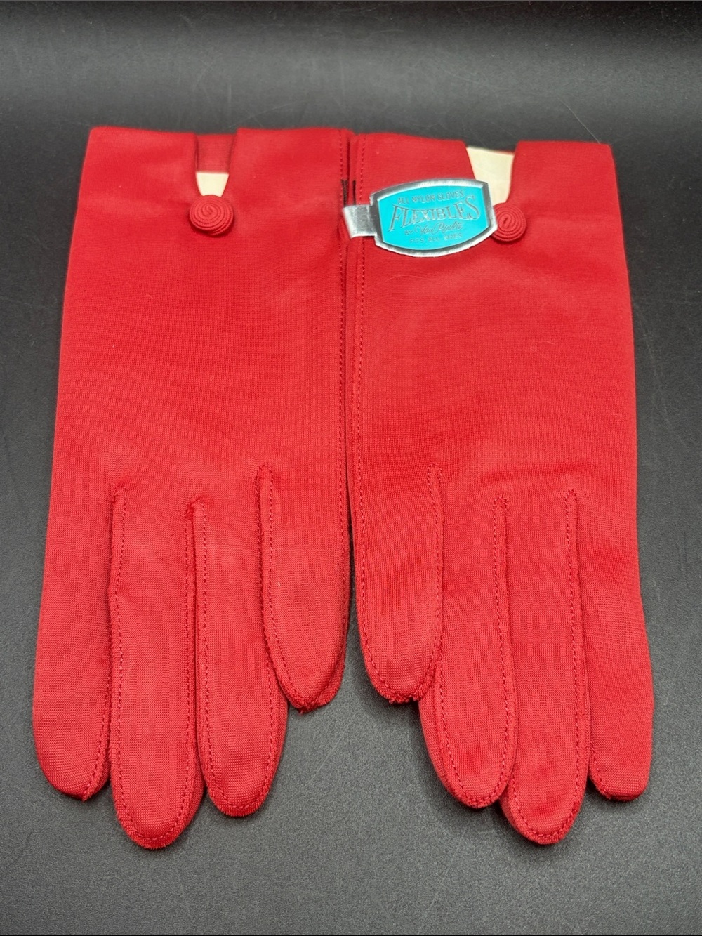 Van Raalte Flexibles Vintage Red Toned Nylon Gloves, Never Worn O/S Original Tag